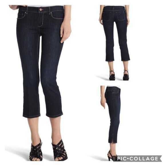 WHBM Noir Black Ankle Zip Capri Jeans - Picture 1 of 6